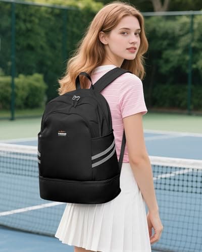 SZLX Gym Backpack for Women with Shoes Compartment & Wet Pocket Foldable Carry On Large Travel Laptop Backpack Waterproof Casual Daypack School Bag Sports Gym Bag for Swimming Yoga — view 4