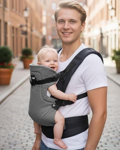 4-in-1 Cotton Blend Baby Carrier 0-36 Months (3.6-14.5 kg), Grey Black — view 5