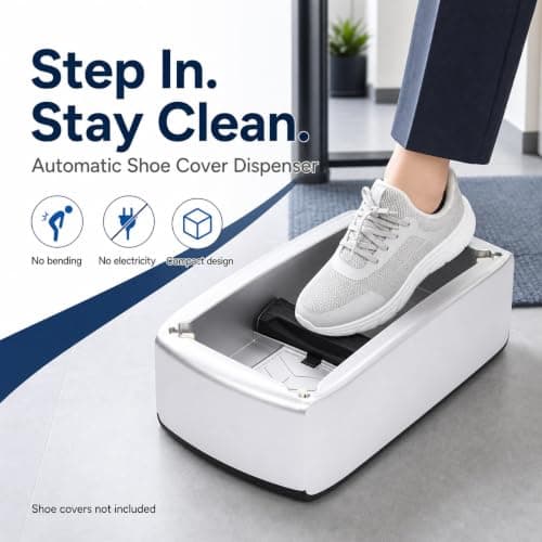 Automatic Shoe Cover Dispenser, Portable Shoe Cover Machine, Silver — view 3