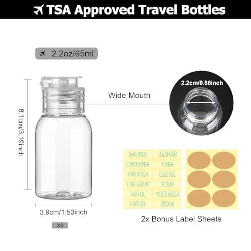 Decorniqu Travel Bottles for Toiletries 6 Pack 65ml Leak Proof Containers — view 2