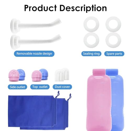 Peri Bottle Postpartum 2 Pack, RUFCRIL 500ml Perineal Wash Bottle, Portable Bidet with Carry Bags, Boilable TPE & Leak-Proof Sealing Rings, Postpartum Essentials, Hospital Bag — view 3