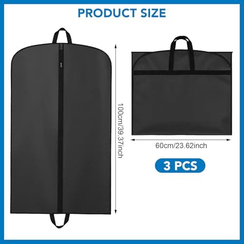 3Pcs Suit Bag, PEVA Suit Carriers for Men with Handles, Travel Garment Bags — view 2