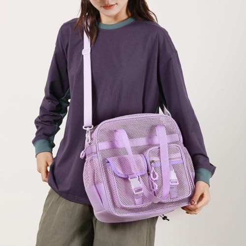 TONINMM Beach Bags Multi-Pocket Mesh Shoulder Tote With Detachable Strap For Swimming, Gym, Pool And Weekend Travel-black-31 * 16 * 31cm — view 3