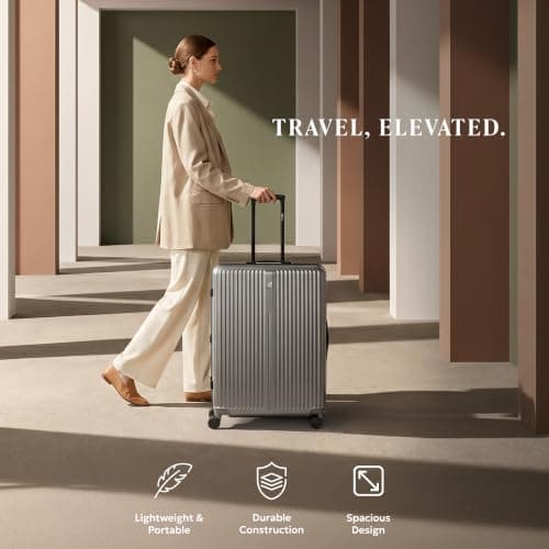 LUGG AirGlide 24 Inch Lightweight Travel Suitcase - Hard Shell Polycarbonate, TSA Lock, Scratch & Water Resistant, Smooth 360° Spinner Wheels & Detachable Interior (66x45.5x27cm), 5 Year Warranty — view 2