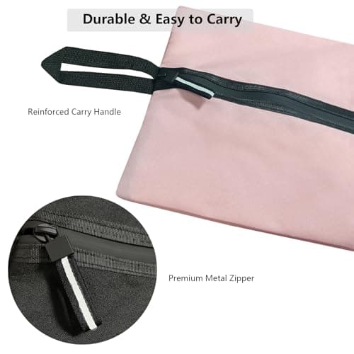 Shoe Bags for Travel, Waterproof Oxford Fabric, Zippered Shoe Storage Organiser with Handle, Lightweight Dustproof Shoe Pouch for Trainers, Gym, Business Trip, 16.5 x 9.8 Inches (Shoe Bag Pink) — view 3