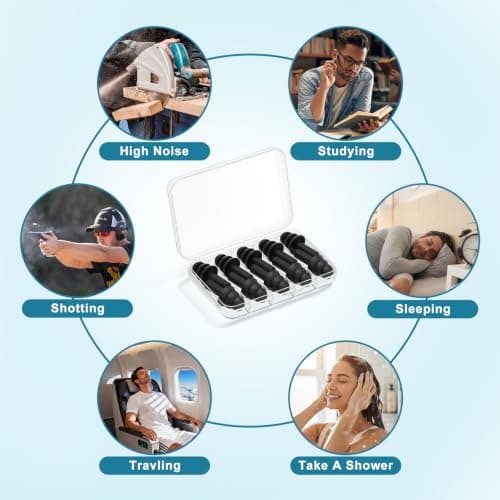 Silicone Ear Plugs Waterproof Noise Reduction Earplugs for Sleep (Black) — view 6