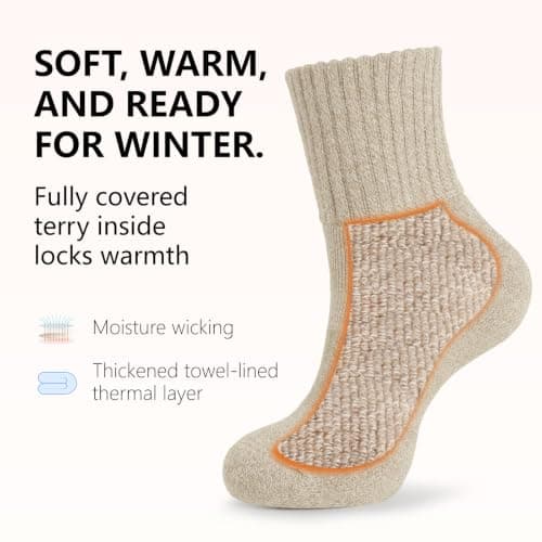 YORJOSOX Thermal Socks for Womens Warm Winter Socks 3 Pairs Cosy Thick Comfy Work Hiking Boot Crew Ladies Gifts Socks UK Size 3-8 (UK, Numeric, 3, 8, Regular, Regular, 3 Pairs Multicolour) — view 4