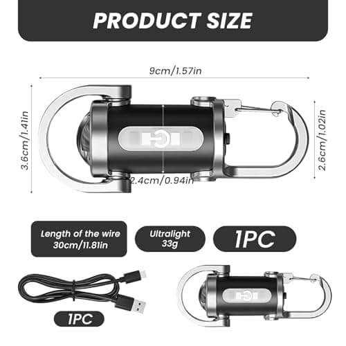 500LM Super Bright Mini Keychain Flashlight Waterproof LED Rechargeable Lumilink Torch Light High Lumens EDC Pocket Flashlight for Emergency Power Outdoor Hiking Camping (Black) [Energy Class A+++] — view 2