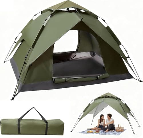 BREEZENEST 2-3 Person Pop Up Dome Tent – Waterproof Double Layer Camping Tent with Removable Outer Tarp, Quick Setup Hiking Tent for Family, Outdoor, Backpacking Adventures