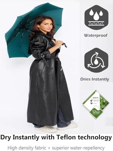 UK-UNIQUE Windproof Travel Umbrella - Compact, Light, Automatic, Strong and Portable - Wind Resistant, Small Folding Backpack Umbrella for Rain - Men and Women (Teal) — view 4