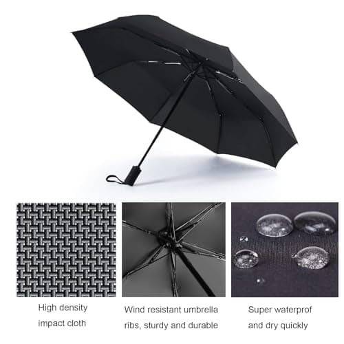 Windproof Mini Travel Umbrella with UPF50+ Protection, 6 Ribs, Compact Folding, Portable UV Protection, Includes Storage Box — view 3