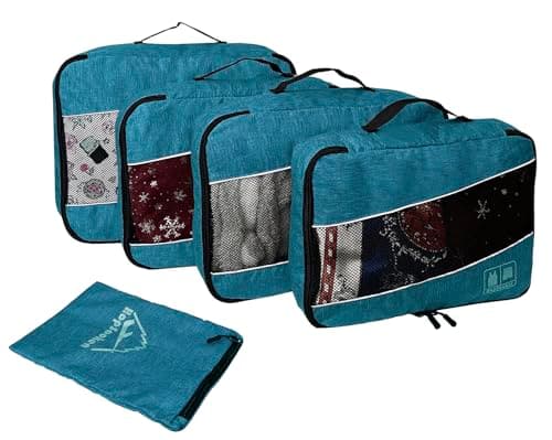 Hopsooken 5 Set Packing Cubes for Travel Large Suitcase Luggage Organizer Bags Travel Accessories Vacation 4 Cubes 1 Laundry Pouch Bag, Snow Teal, L — view 3