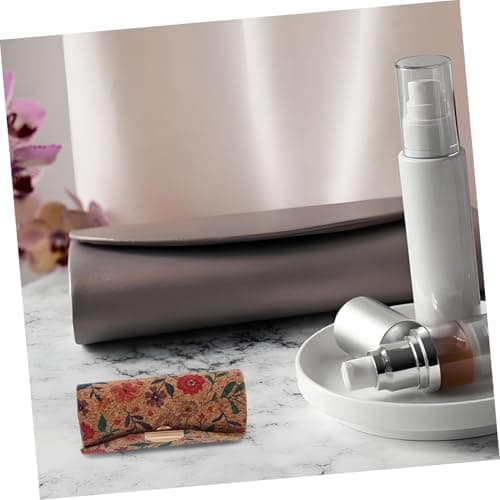 Portable Lipstick Organizer in Brown Cork with Built-in Mirror — view 6