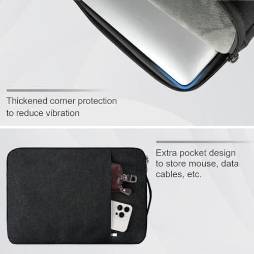 Flintronic Laptop Sleeve for 15.6 Inch, Portable Water Resistant Mens Lap-top Bag with Pockets and Compartments, Compatible with MacBook, Asus, Dell, HUAWEI 15.6 Inch Laptop (Black) — view 5