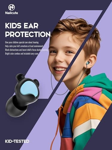 Kids Ear Plugs (6+yrs), Reusable Everyday Noise Reduction Earplugs for Focus, Travel, Socializing, Concerts, Events, Sensitivity, School, Playtime – Children Hearing Protection, 26 dB, 4 Sizes Tips — view 2
