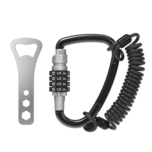 UP Security Combination Lock D Ring with Retractable Cable, 4 Digit Combo Lock for Helmet Safe, Backpack, Luggage Anti-Theft, Stroller, Scooter, Gym Locker, Fence, Travel, Outdoor Use (D Ring, Gray)