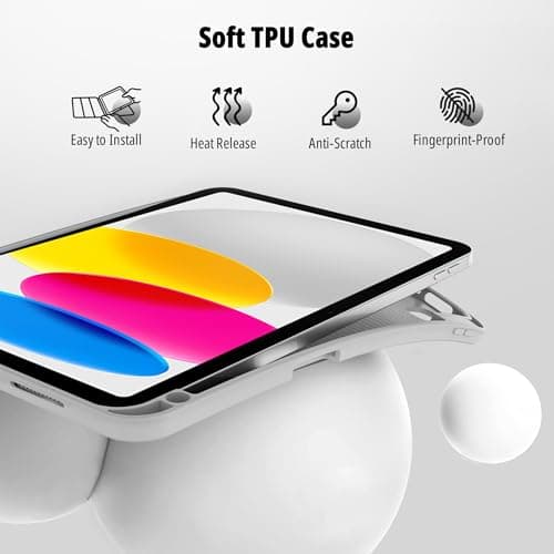 CACOE Case for iPad (A16) 11th/10th Generation with Pencil Holder 2025 2022 11/10.9 inch, Soft TPU Back Protective Smart Cover for 11/10 Gen with Stand - Silver — view 4