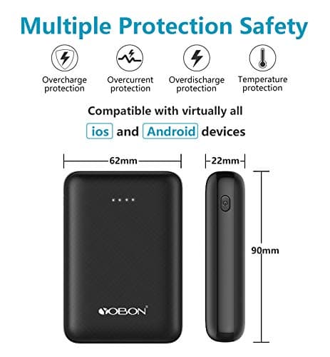 YOBON Power Bank 10000mAh Pocket Size Portable Charger Ultra Slim Mini External Battery Mobile Power Pack 2 Outputs for iPhone iPad Samsung Huawei Smart Phones Nintendo Switch Tablets and More — view 4