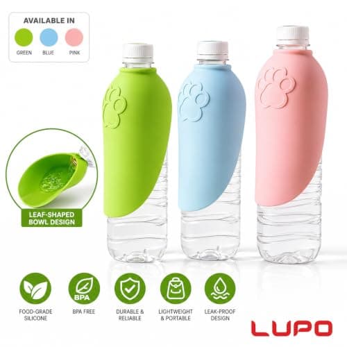 LUPO Portable Dog Water Bottle Attachment, Slip-On Travel Bowl for Walks — view 2