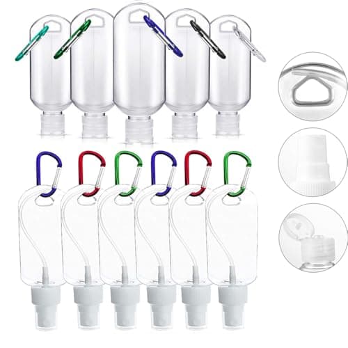 SXQIX 20Pcs Empty Travel Containers Hand Sanitizing Plastic Spray Bottles Squeeze Bottle With Holder Hook Keychain Flip/Spray Lids Portable Refillable Travel Containers (30ml-Spray Lid) — view 2