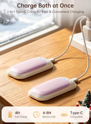 Wasuka Rechargeable Hand Warmers 2 Pack, Portable Electric Handwarmers with 3 Heat Settings, USB Hand Warmer, Reusable Pocket Heater for Golf, Camping, Outdoor, Winter Gifts for Men Women (Pink) — view 5