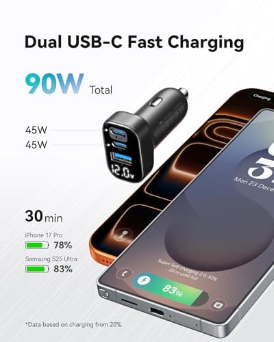 INIU Cigarette Lighter, 90W [Dual USB C 45W] Fast Charging Charger Adapter — view 2
