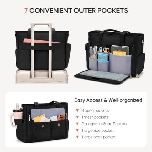 RAINSMORE Teacher Work Bag with 15.6" Laptop & Lunch Compartment for Women — view 4