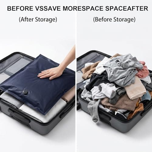 Small Vacuum Storage Bags for Travel 2 Pack,Reusable Compression Storage Space Saver Suitcase Backpack Organizer, No Need for Air Pump, Manual Exhaust, Saving Luggage Space Storage Bags with Zips — view 4