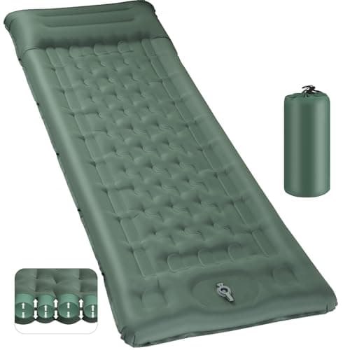 Camping Mat - 2025 Upgraded 12-15CM Extra Thick Self Inflating Camping Sleeping Mat, Reinforced Support Structure with Built-in Foot Pump and Pillow,Portable Sleeping Air Mattress for Tent Hiking