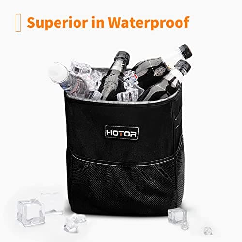 HOTOR Car Trash Bin, Compact Waterproof Organizer, 2-Gallon, Black — view 6