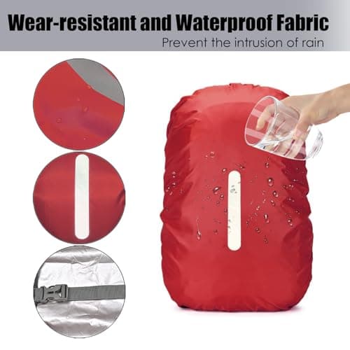LICQIC Waterproof Rain Cover for Backpack, S (30-40L), Red — view 4
