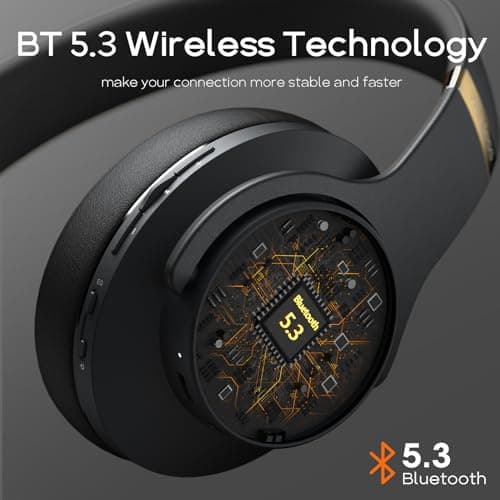 DOQAUS Bluetooth Headphones Over Ear, 90 Hrs Playtime, Bluetooth 5.3 Wireless Headphones, 3 EQ Modes, Foldable Hi-Fi Stereo Bass Headphones Wireless, Soft Earpads, Built-in Mic, for Phone PC Travel — view 5