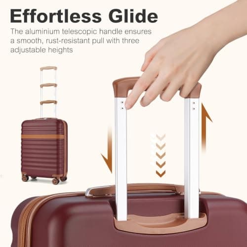 Kono 55x40x20cm Cabin Suitcase 20 Inch Carry On Luggage (Burgundy/Brown) — view 4
