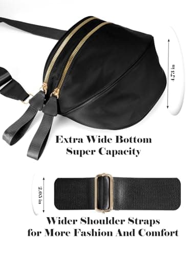 Pure Colour Crossbody Bag Bum Bag for Women,Spacious Purse Fanny Packs Belt Bag,Oversized Bum Bag, Colour Bum Bag-Black, 11.0 Inches X 8.6 Inches X 4.5 Inches, Casual — view 5