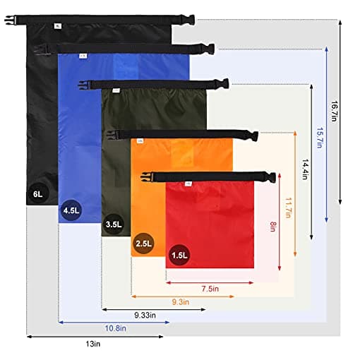 ZAVAREA Waterproof Dry Bag Set,5 Pack,1.5L-6L,Lightweight,Multicolor — view 6