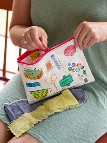 Blue Q Zipper Pouch –Recycled Cosmetic Travel Bag, Chunky Zipper-Sewing Kit — view 5