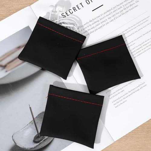 4pcs Earphones Case Pouch Headphone Bag Pu Leather Earphone Black Snap Closure Pouch Small Pouches for Purse Headphones Storage Organizer Soft for Usb Keys Coins Jewellery Accessories — view 6