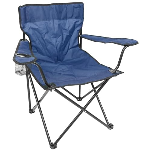 Harbour Housewares Folding Camping Chair - Navy - Pack of 1 - Canvas Outdoor Lawn Seat for Picnic, Garden, Beach, Hiking, Fishing