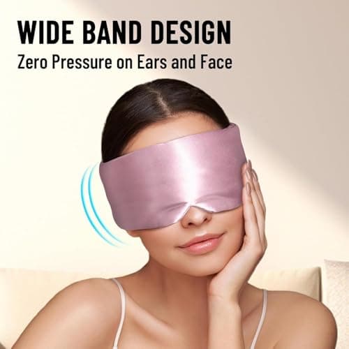 TOPNMA 100% Silk Sleep Mask, Large Blackout for Side Sleeper - Lotus Pink — view 6