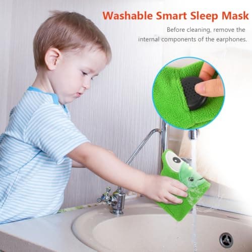 OFFCUP Sleep Headphones, Headband Headphones, Soft Bluetooth Headset Hi-Fi Stereo Super Bass Music Headphones for Men Women Office Nap Travel Yoga Workout Meditation（Green Dinosaur） — view 5
