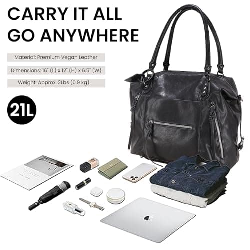1901 SOCIETY Womens Large Hobo Handbags with Adjustable Strap, Black — view 4
