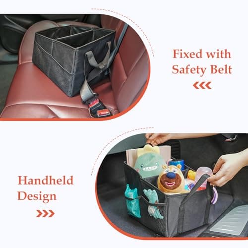 URAQT Car Organiser for Front or Back Seat, Portable Waterproof Boot Storage for Kids, Durable Oxford Fabric, Holds Toys, Snacks, Cups, Books, Tissue - Keeps Car Tidy and Clean — view 6