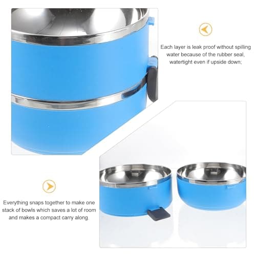 Ipetboom Spill Proof Pet Travel Bowl Double Layer Stainless Steel Dog Cat Food Water Container Portable Leakproof with Handle for Outdoor Feeding — view 4