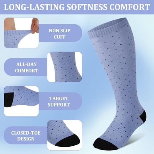 KKuSoxyy 3 Pairs Plus Size Compression Socks for Women Men 15-20mmHg Black Blue Pink 3XL — view 3