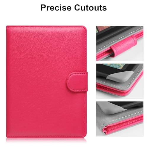 HoYiXi Universal Case for 6-6.8 inch E-Book Reader Compatible with 6.8" Kindle Paperwhite/6" All-new Kindle 2022&2019/Kobo Clara HD/Kobo Clara 2E,6" EReader Protective cover Built-in pocket,Rose — view 6