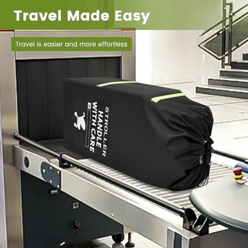 shaojian Stroller Bag for Airplane 114x53x31cm, 300D Oxford Cloth Pram Travel Bag for Airplane, Large Capacity Gate Check Stroller Bags with Hand Straps, Baby Travel Essentials, Black — view 6