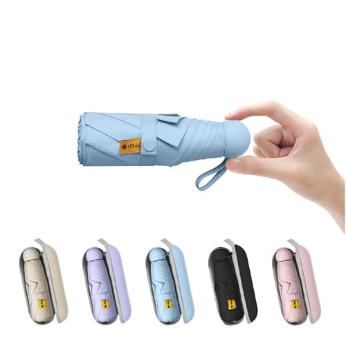 BAODINI Mini Travel Umbrella With Case Small Compact UV Umbrella Protection Sun Lightweight Tiny Pocket Umbrella