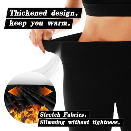 Walifrey Fleece Lined Leggings Women, High Waisted Thermal Leggings Women Black LXL — view 4