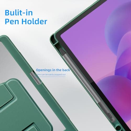 idudao Case for Lenovo Idea Tab, Rotatable Cover with Stylus holder Tablet Pad Lenovo Idea Tab 11 inch TB336FU,Dark Green — view 3