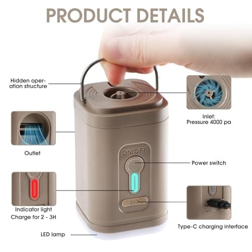 Electric Airbed Pump, Rechargeable Mini Air Inflator for Inflatables — view 3